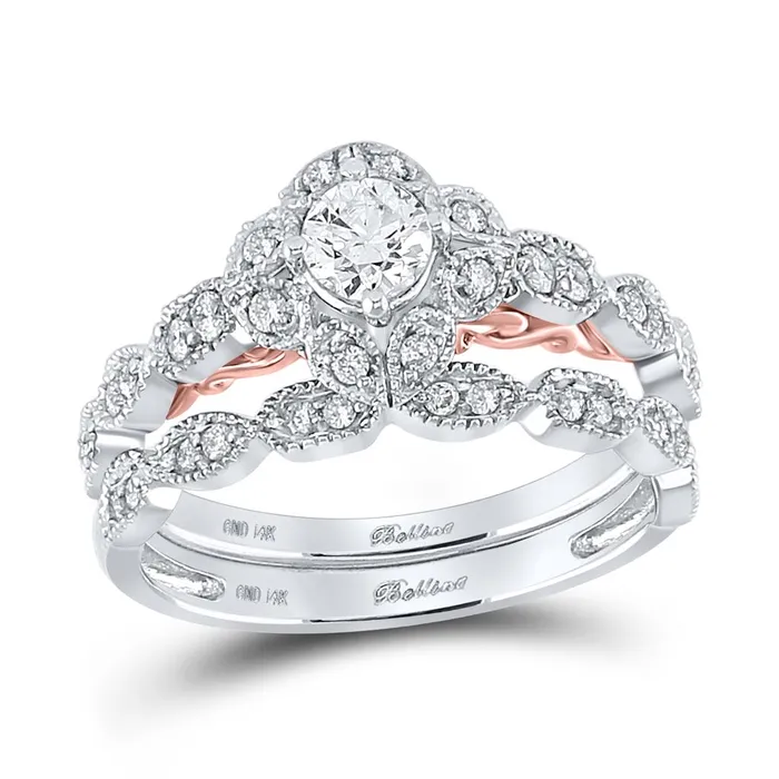 Rings gndatlanta 14k Twotone Gold Round Diamond Bridal Wedding Ring Set 34 Cttw Certified Rings gndatlanta 14k Twotone Gold Round Diamond Bridal Wedding Ring Set 34 Cttw Certified