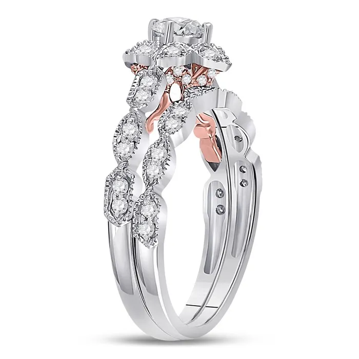 Rings gndatlanta 14k Twotone Gold Round Diamond Bridal Wedding Ring Set 34 Cttw Certified