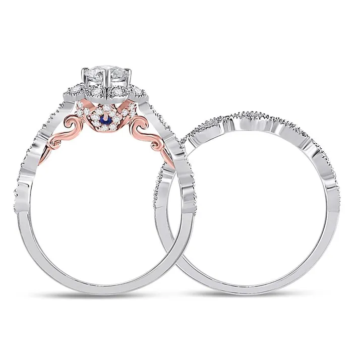Rings gndatlanta 14k Twotone Gold Round Diamond Bridal Wedding Ring Set 34 Cttw Certified