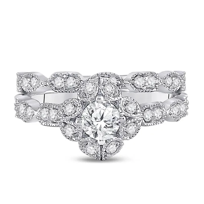 Rings gndatlanta 14k Twotone Gold Round Diamond Bridal Wedding Ring Set 34 Cttw Certified