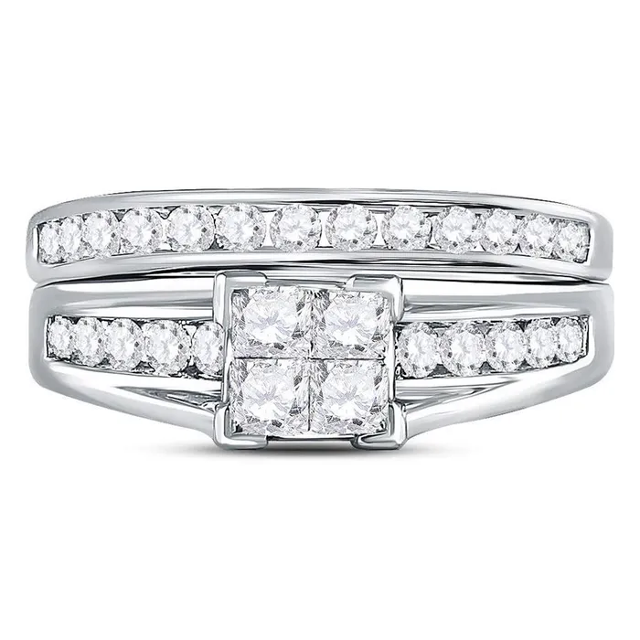 Rings gndatlanta 14k White Gold Princess Diamond Bridal Wedding Ring Set 1 Cttw Size 6 Rings gndatlanta 14k White Gold Princess Diamond Bridal Wedding Ring Set 1 Cttw Size 6
