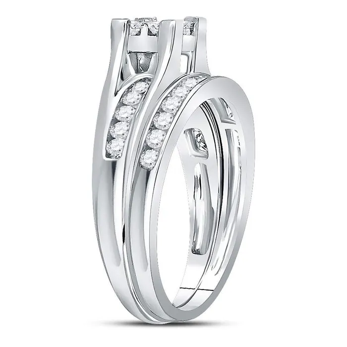 Rings gndatlanta 14k White Gold Princess Diamond Bridal Wedding Ring Set 1 Cttw Size 6