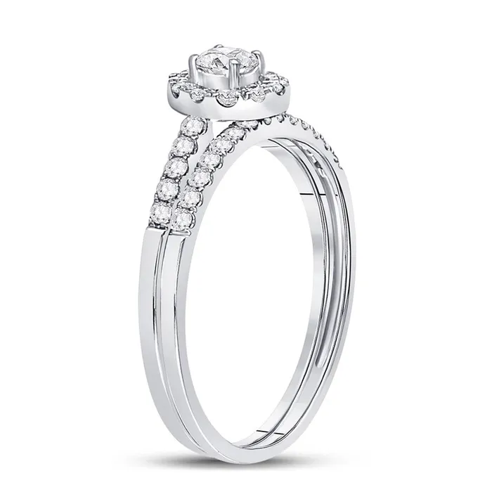 Rings gndatlanta 14k White Gold Round Diamond Bridal Wedding Ring Set 12 Cttw