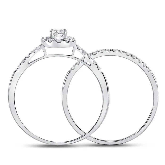 Rings gndatlanta 14k White Gold Round Diamond Bridal Wedding Ring Set 12 Cttw