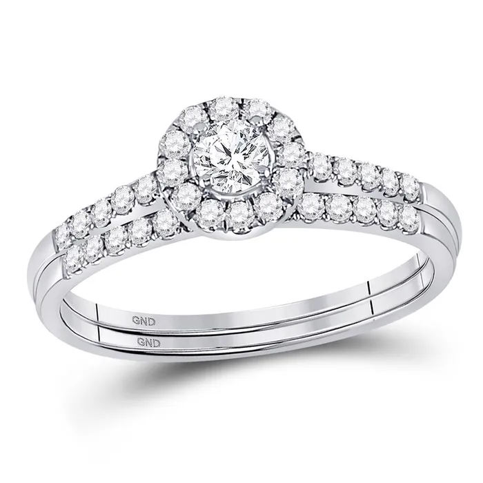 Rings gndatlanta 14k White Gold Round Diamond Bridal Wedding Ring Set 12 Cttw