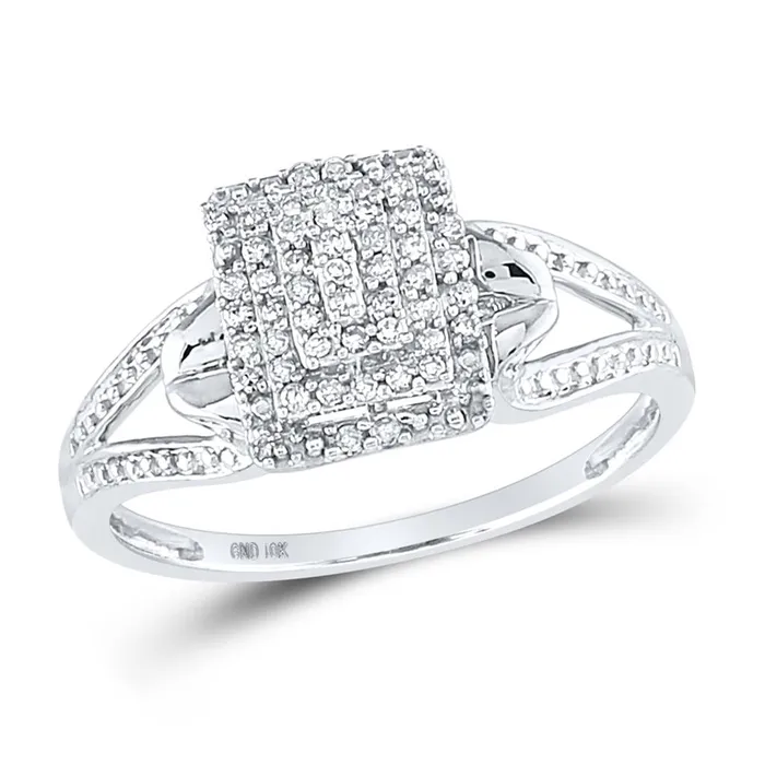 Rings gndatlanta 14k White Gold Round Diamond Cluster Ring 16 Cttw
