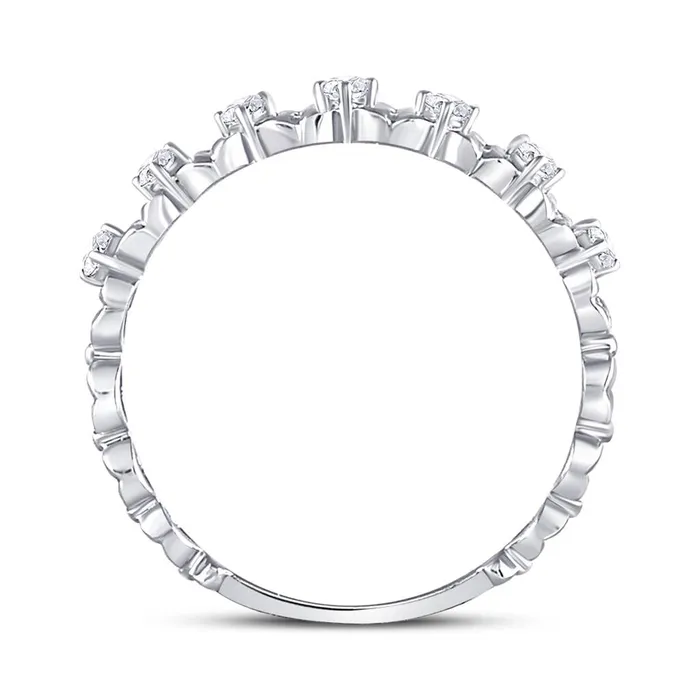 Rings gndatlanta 14k White Gold Round Diamond Flower Petal Stackable Band Ring 16 Cttw
