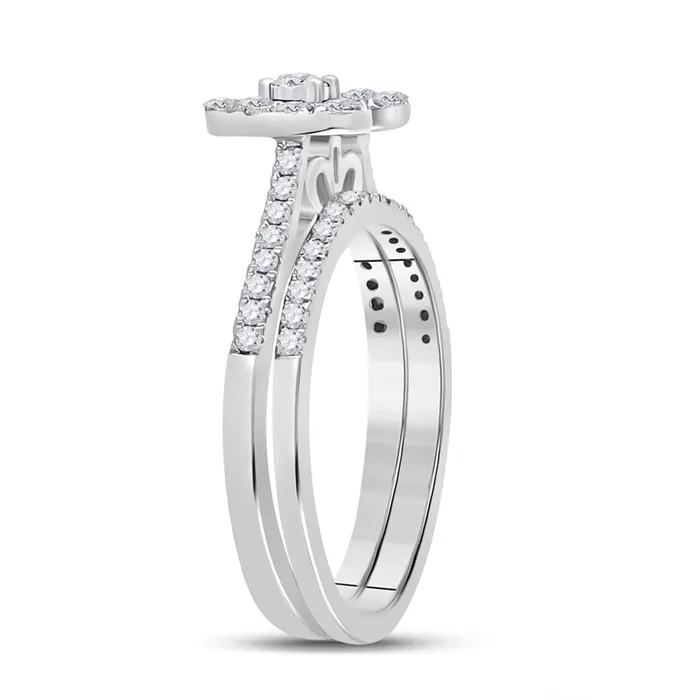 Rings gndatlanta 14k White Gold Round Diamond Heart Bridal Wedding Ring Set 12 Cttw