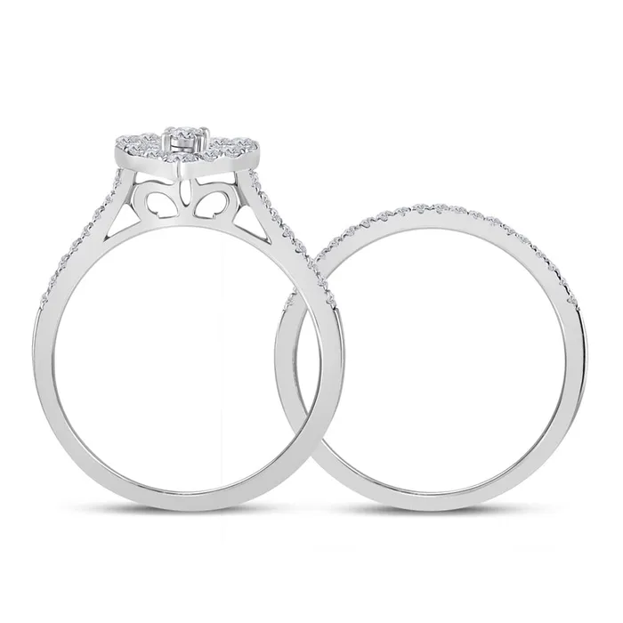 Rings gndatlanta 14k White Gold Round Diamond Heart Bridal Wedding Ring Set 12 Cttw