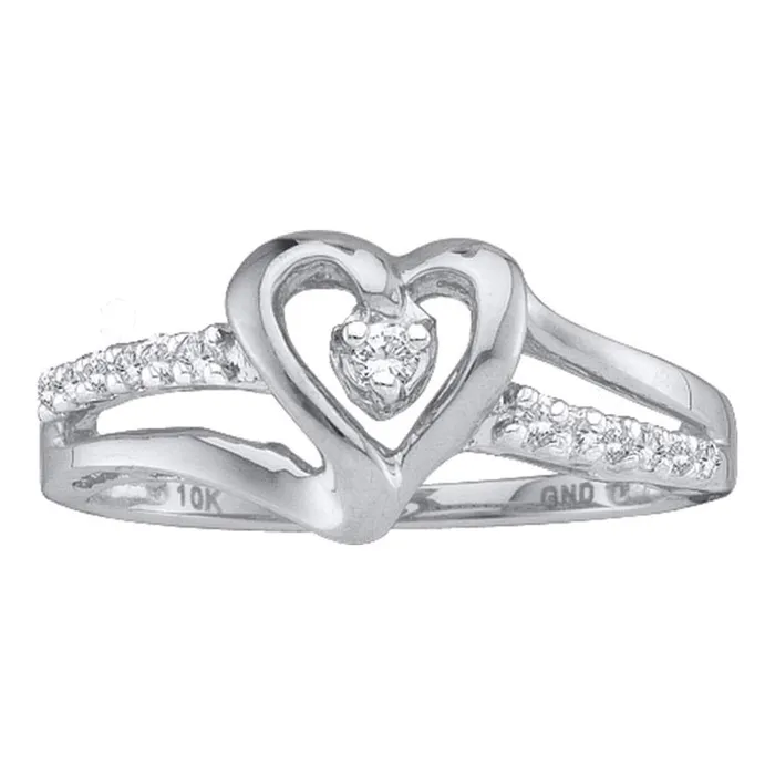 Rings gndatlanta 14k White Gold Round Diamond Heart Ring 18 Cttw