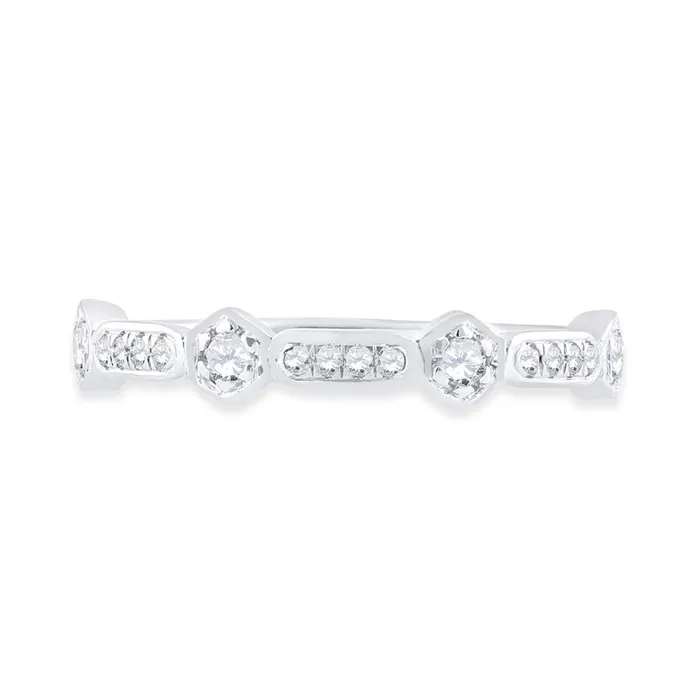 Rings gndatlanta 14k White Gold Round Diamond Stackable Band Ring 15 Cttw Rings gndatlanta 14k White Gold Round Diamond Stackable Band Ring 15 Cttw
