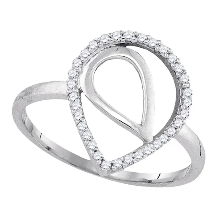 Rings gndatlanta 14k White Gold Round Diamond Teardrop Fashion Ring 18 Cttw Rings gndatlanta 14k White Gold Round Diamond Teardrop Fashion Ring 18 Cttw