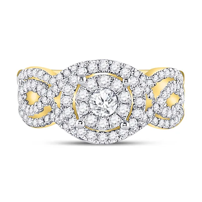 Rings gndatlanta 14k Yellow Gold Round Diamond 3Piece Bridal Wedding Ring Set 1 Cttw