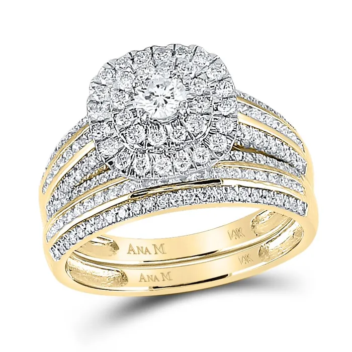 Rings gndatlanta 14k Yellow Gold Round Diamond Bridal Wedding Ring Set 1 Cttw Rings gndatlanta 14k Yellow Gold Round Diamond Bridal Wedding Ring Set 1 Cttw