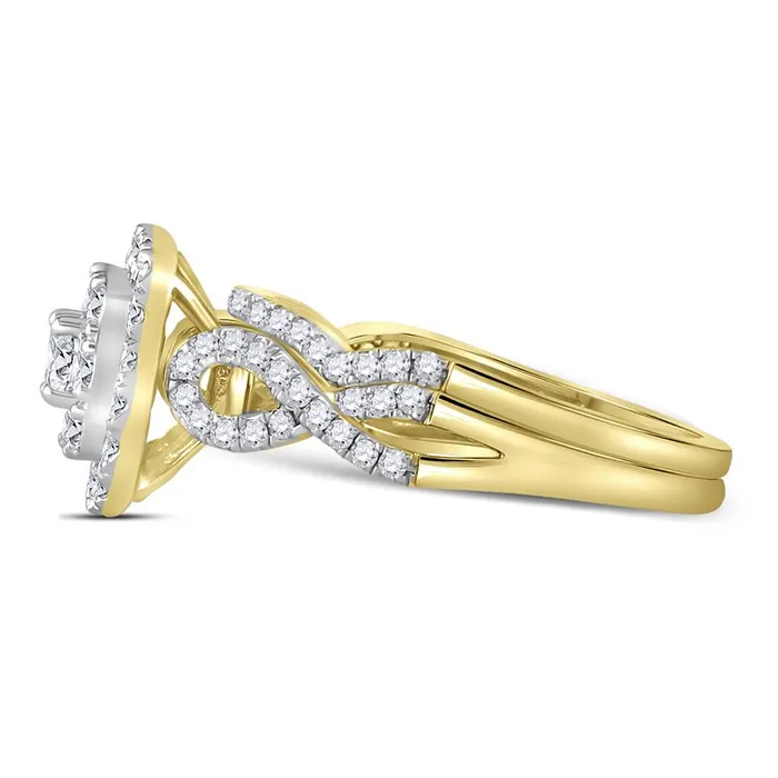 Rings gndatlanta 14k Yellow Gold Round Diamond Bridal Wedding Ring Set 1 Cttw Certified