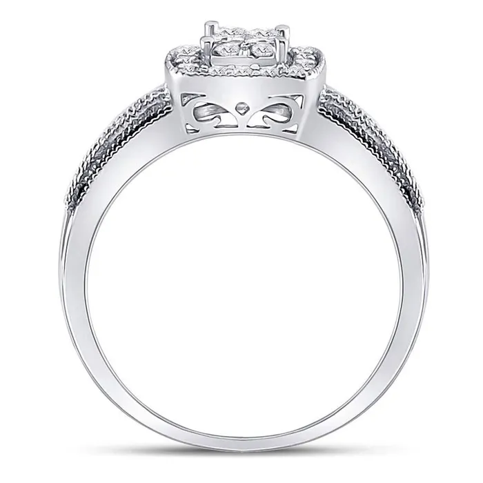 Rings gndatlanta 14kt White Gold Princess Black Diamond Cluster Ring 58 Cttw