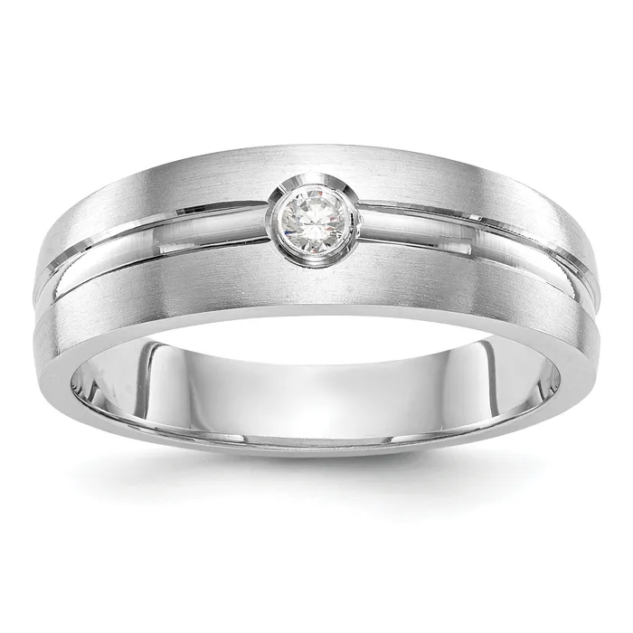 Rings Goldia 007ct CZ Solid Real 14K White Gold Mens Wedding Band Ring Rings Goldia 007ct CZ Solid Real 14K White Gold Mens Wedding Band Ring