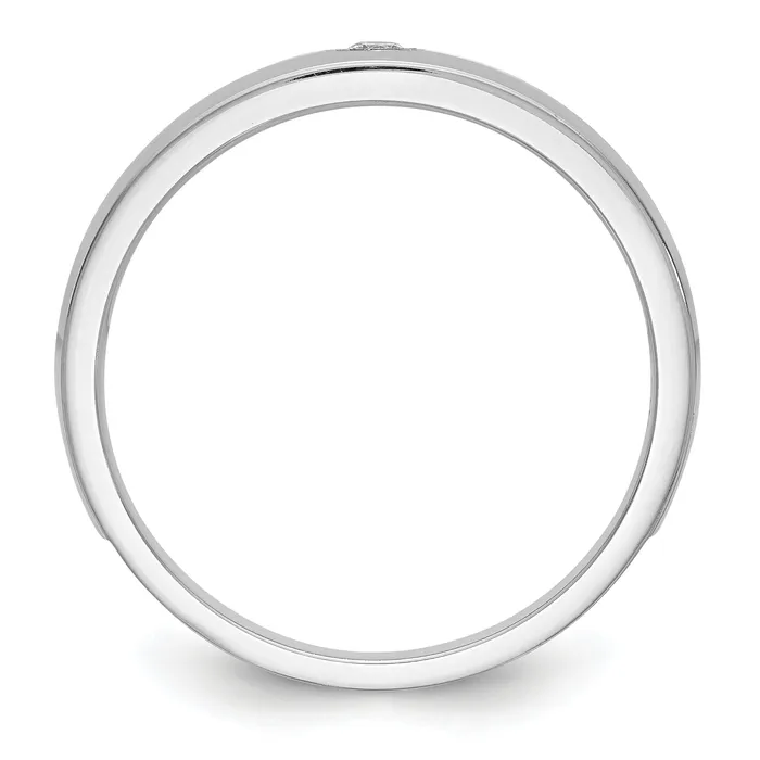 Rings Goldia 007ct CZ Solid Real 14K White Gold Mens Wedding Band Ring