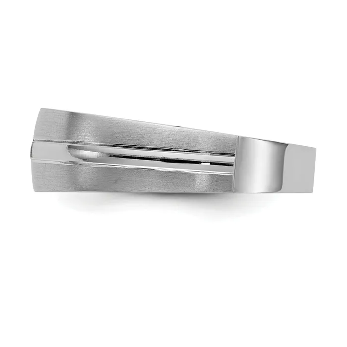 Rings Goldia 007ct CZ Solid Real 14K White Gold Mens Wedding Band Ring