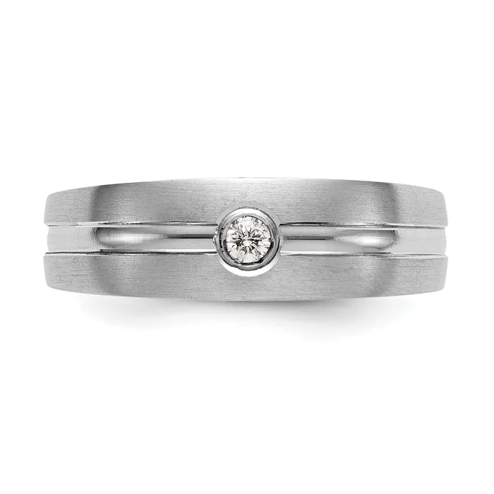 Rings Goldia 007ct CZ Solid Real 14K White Gold Mens Wedding Band Ring
