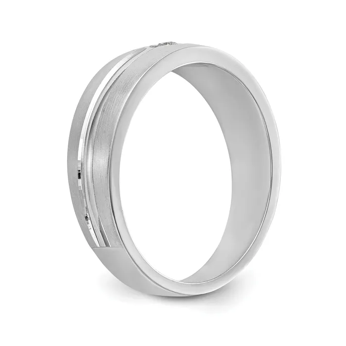 Rings Goldia 007ct CZ Solid Real 14K White Gold Mens Wedding Band Ring
