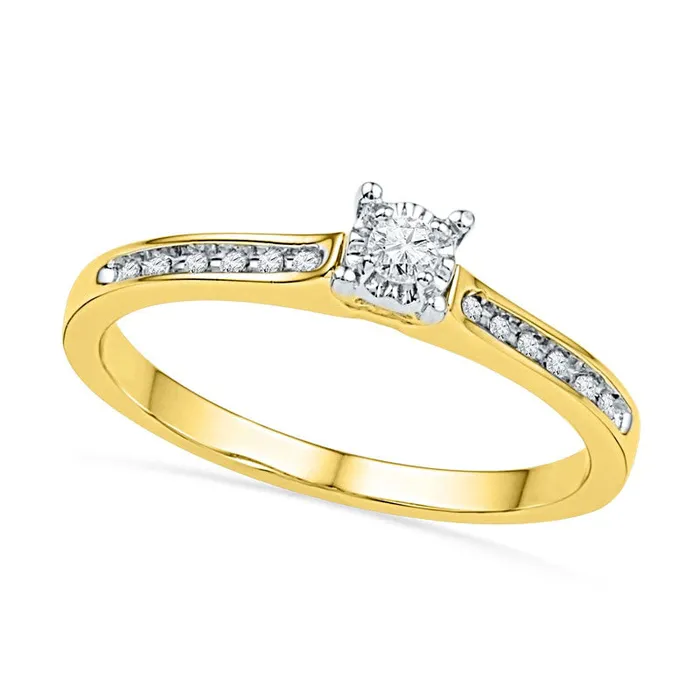 Rings Goldia 010 CT TW Natural Diamond Promise Ring in Solid 10K Yellow Gold Rings Goldia 010 CT TW Natural Diamond Promise Ring in Solid 10K Yellow Gold