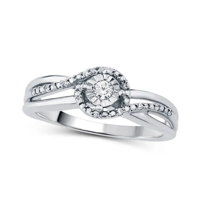 Rings Goldia 010 CT TW Natural Diamond Swirl Bypass Promise Ring in Solid 10K White Gold Rings Goldia 010 CT TW Natural Diamond Swirl Bypass Promise Ring in Solid 10K White Gold