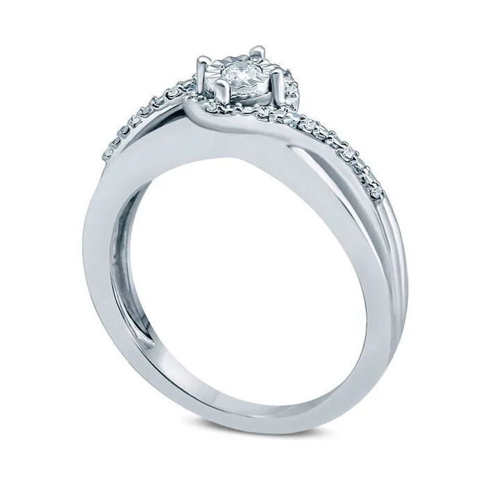 Rings Goldia 010 CT TW Natural Diamond Swirl Bypass Promise Ring in Solid 10K White Gold Rings Goldia 010 CT TW Natural Diamond Swirl Bypass Promise Ring in Solid 10K White Gold