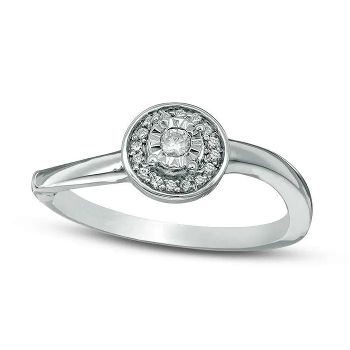 Rings Goldia 017 CT TW Natural Diamond Frame Wave Shank Promise Ring in Sterling Silver Rings Goldia 017 CT TW Natural Diamond Frame Wave Shank Promise Ring in Sterling Silver