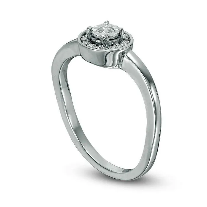 Rings Goldia 017 CT TW Natural Diamond Frame Wave Shank Promise Ring in Sterling Silver Rings Goldia 017 CT TW Natural Diamond Frame Wave Shank Promise Ring in Sterling Silver