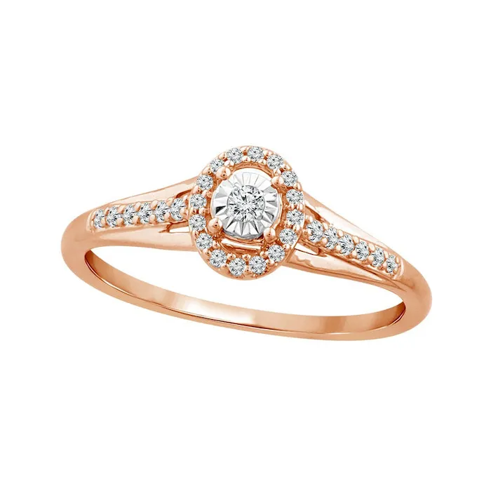 Rings Goldia 017 CT TW Natural Diamond Oval Frame Split Shank Promise Ring in Solid 10K Rose Gold Rings Goldia 017 CT TW Natural Diamond Oval Frame Split Shank Promise Ring in Solid 10K Rose Gold