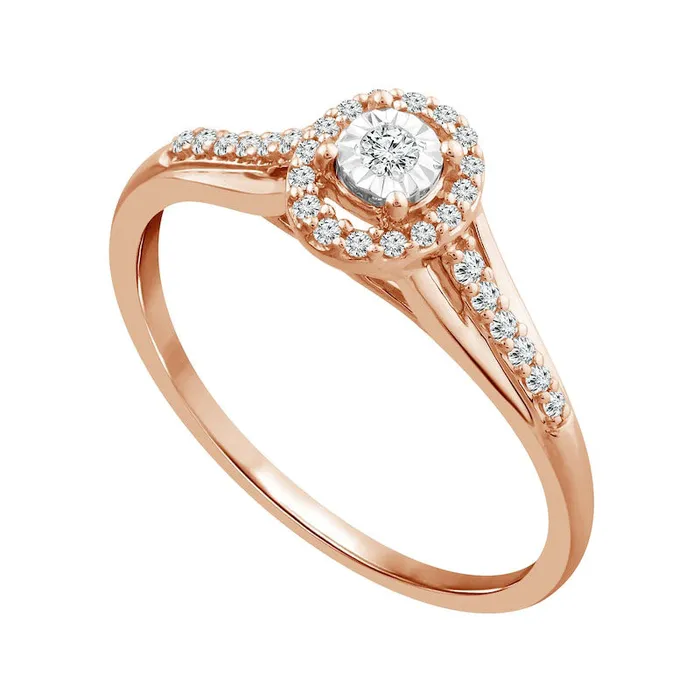 Rings Goldia 017 CT TW Natural Diamond Oval Frame Split Shank Promise Ring in Solid 10K Rose Gold Rings Goldia 017 CT TW Natural Diamond Oval Frame Split Shank Promise Ring in Solid 10K Rose Gold