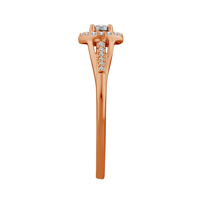 Rings Goldia 017 CT TW Natural Diamond Oval Frame Split Shank Promise Ring in Solid 10K Rose Gold Rings Goldia 017 CT TW Natural Diamond Oval Frame Split Shank Promise Ring in Solid 10K Rose Gold