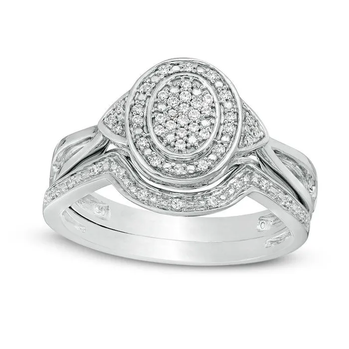 Rings Goldia 017 CT TW Oval Composite Natural Diamond Frame TriSides Bridal Engagement Ring Set in Sterling Silver Rings Goldia 017 CT TW Oval Composite Natural Diamond Frame TriSides Bridal Engagement Ring Set in Sterling Silver