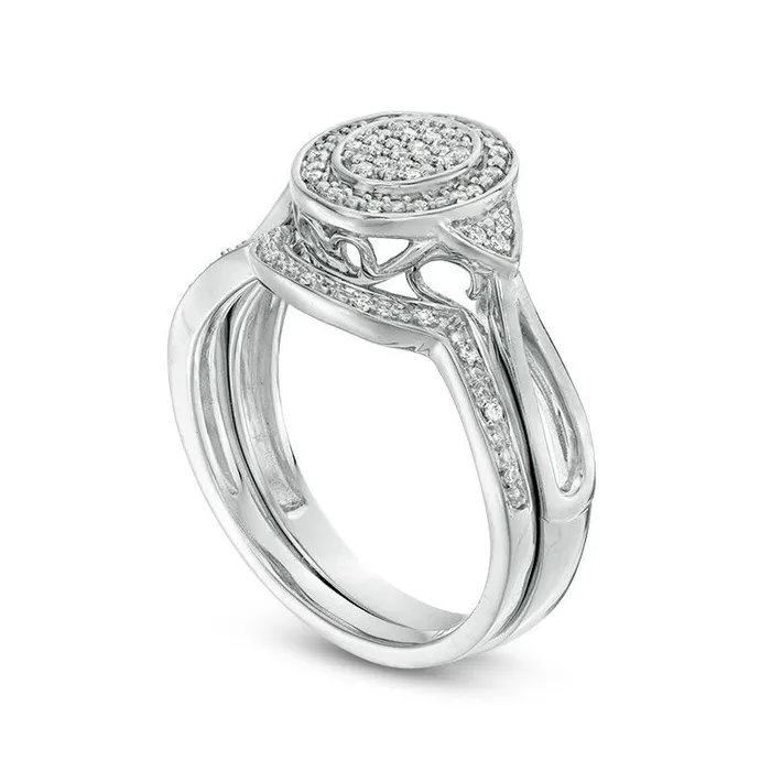 Rings Goldia 017 CT TW Oval Composite Natural Diamond Frame TriSides Bridal Engagement Ring Set in Sterling Silver Rings Goldia 017 CT TW Oval Composite Natural Diamond Frame TriSides Bridal Engagement Ring Set in Sterling Silver