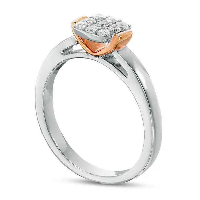 Rings Goldia 020 CT TW Composite Natural Diamond Square Collar Promise Ring in Sterling Silver and Solid 10K Rose Gold Rings Goldia 020 CT TW Composite Natural Diamond Square Collar Promise Ring in Sterling Silver and Solid 10K Rose Gold