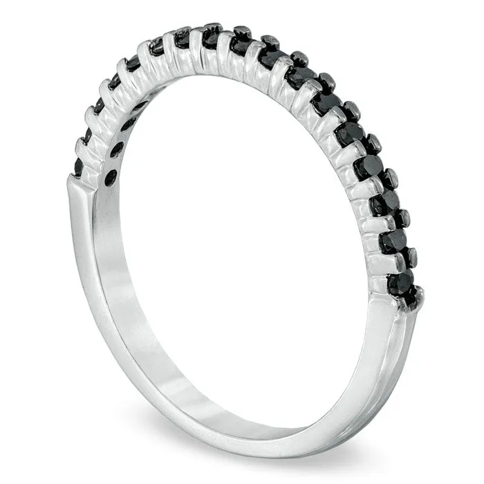 Rings Goldia 020 CT TW Enhanced Black Natural Diamond Band in Solid 10K White Gold Rings Goldia 020 CT TW Enhanced Black Natural Diamond Band in Solid 10K White Gold