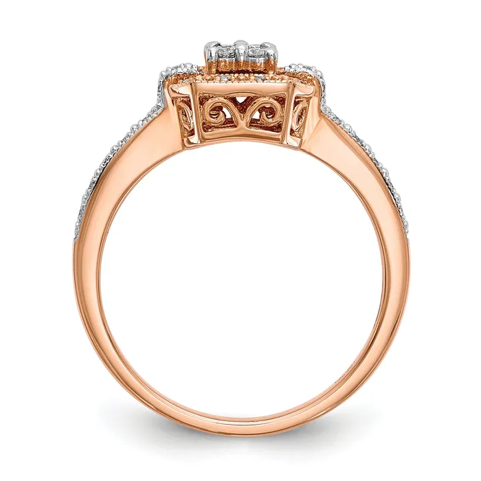 Rings Goldia 020ct CZ Solid Real 14K Rose Gold Complete Cluster Engagement Ring