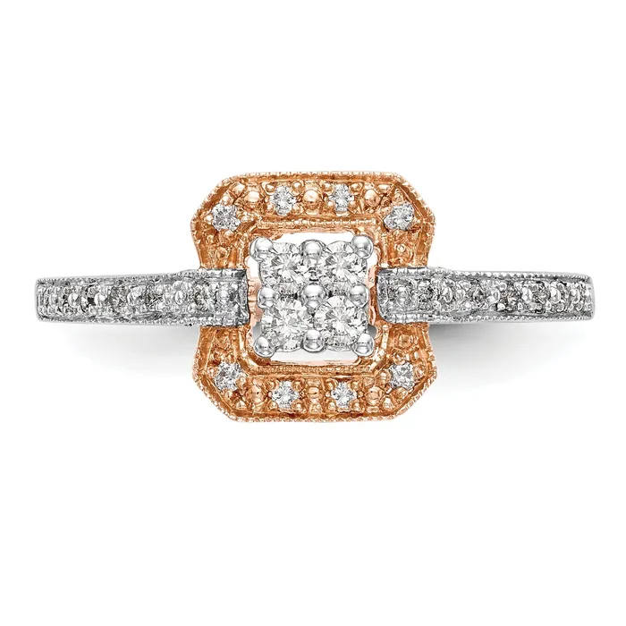Rings Goldia 020ct CZ Solid Real 14K Rose Gold Complete Cluster Engagement Ring