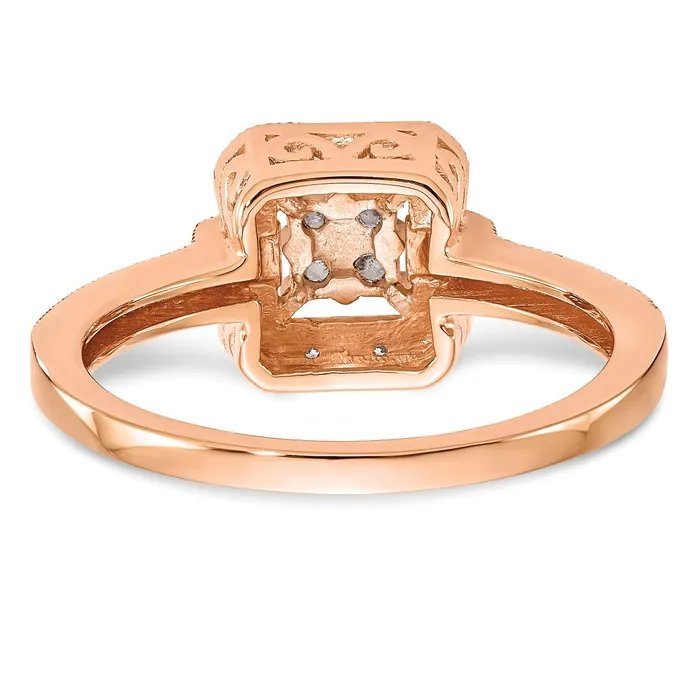 Rings Goldia 020ct CZ Solid Real 14K Rose Gold Complete Cluster Engagement Ring