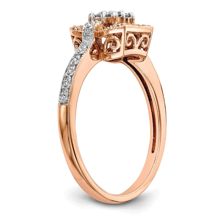 Rings Goldia 020ct CZ Solid Real 14K Rose Gold Complete Cluster Engagement Ring