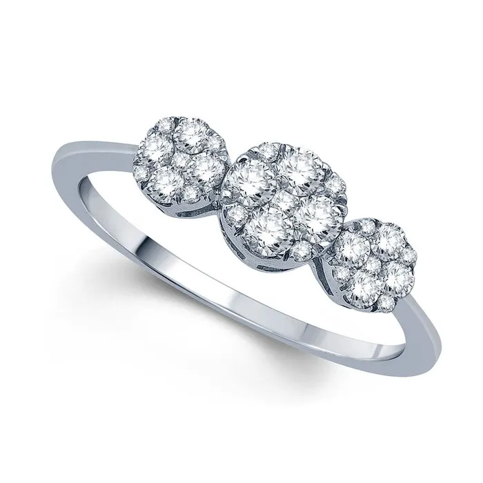 Rings Goldia 038 CT TW Composite Natural Diamond Three Stone Ring in Solid 10K White Gold Rings Goldia 038 CT TW Composite Natural Diamond Three Stone Ring in Solid 10K White Gold