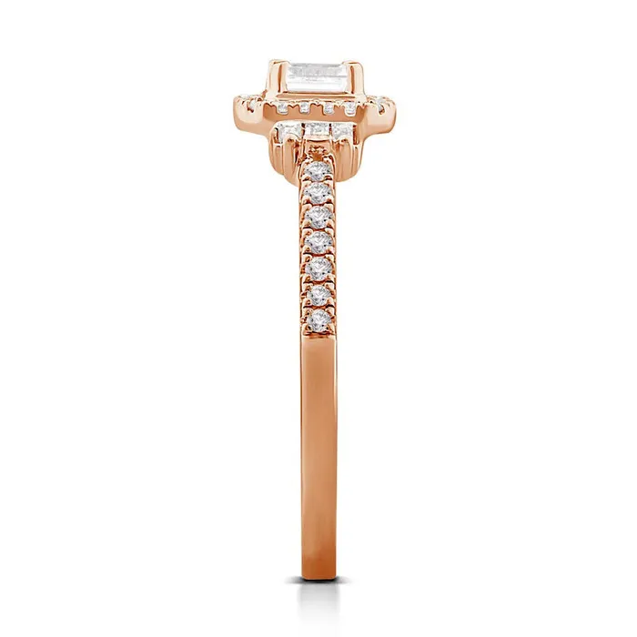 Rings Goldia 050 CT TW EmeraldCut Natural Diamond Frame with Collar Engagement Ring in Solid 14K Rose Gold Rings Goldia 050 CT TW EmeraldCut Natural Diamond Frame with Collar Engagement Ring in Solid 14K Rose Gold