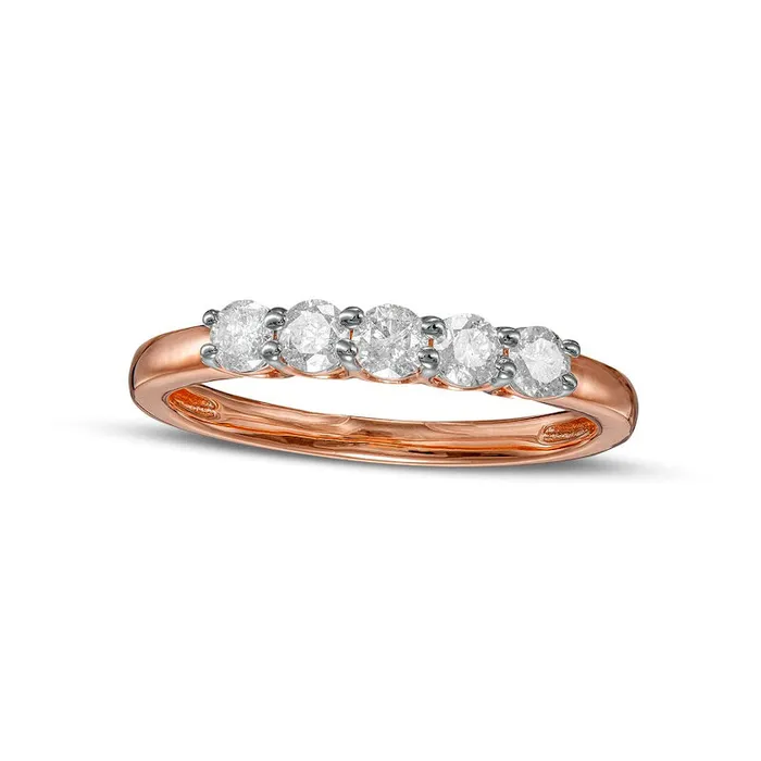 Rings Goldia 050 CT TW Natural Diamond Five Stone Anniversary Band in Solid 10K Rose Gold Rings Goldia 050 CT TW Natural Diamond Five Stone Anniversary Band in Solid 10K Rose Gold