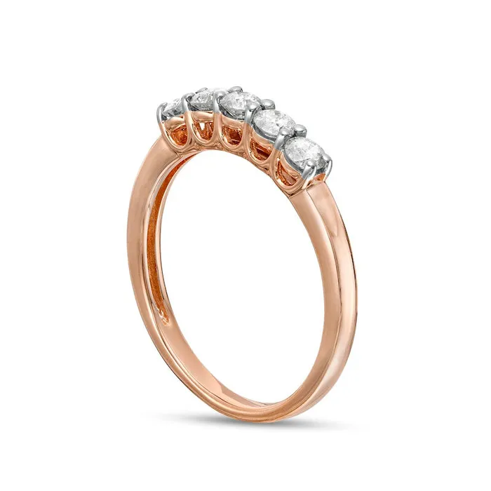 Rings Goldia 050 CT TW Natural Diamond Five Stone Anniversary Band in Solid 10K Rose Gold Rings Goldia 050 CT TW Natural Diamond Five Stone Anniversary Band in Solid 10K Rose Gold