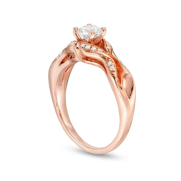 Rings Goldia 063 CT TW Natural Diamond Ribbon Shank Engagement Ring in Solid 14K Rose Gold Rings Goldia 063 CT TW Natural Diamond Ribbon Shank Engagement Ring in Solid 14K Rose Gold