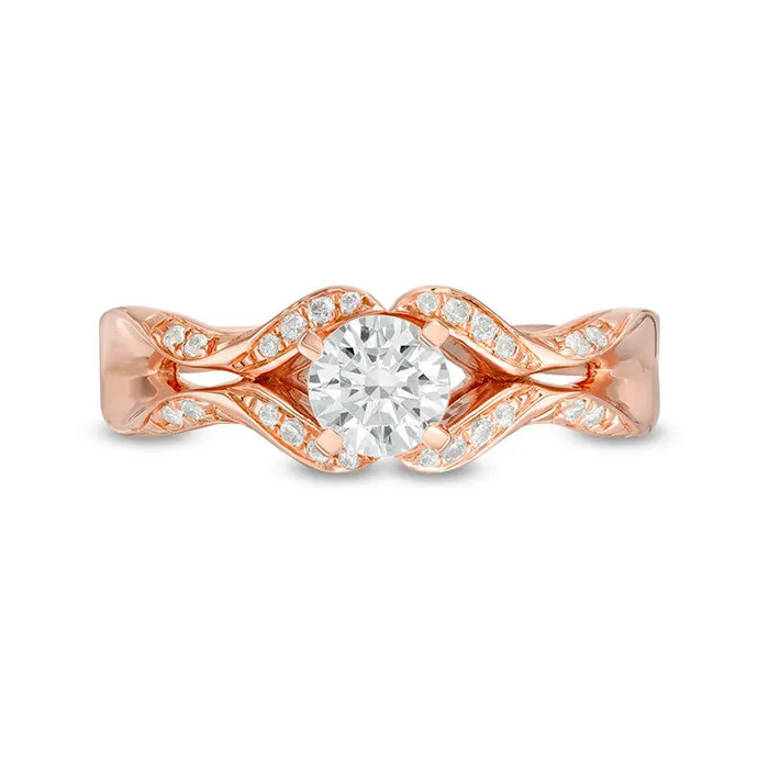 Rings Goldia 063 CT TW Natural Diamond Ribbon Shank Engagement Ring in Solid 14K Rose Gold Rings Goldia 063 CT TW Natural Diamond Ribbon Shank Engagement Ring in Solid 14K Rose Gold