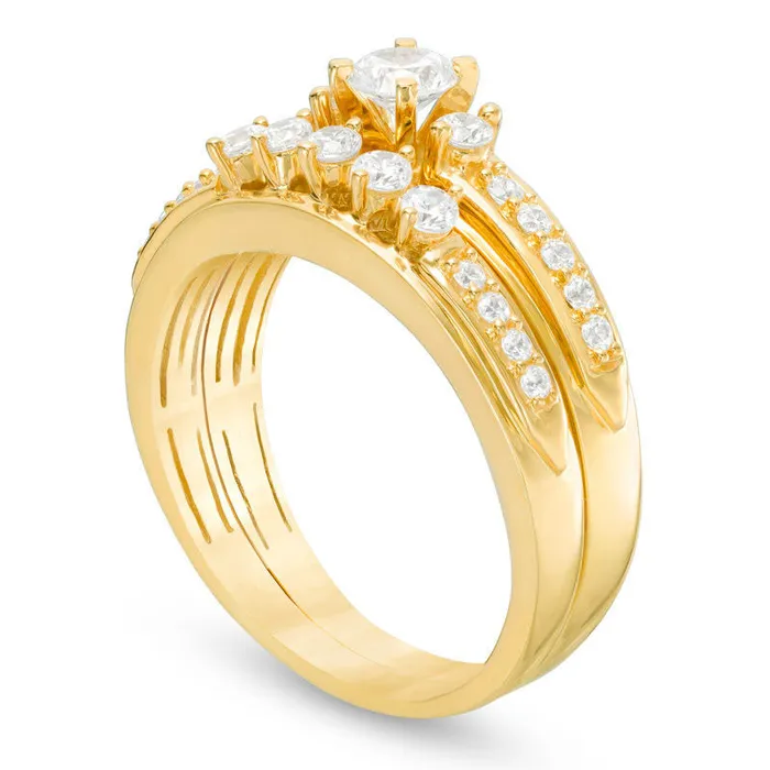 Rings Goldia 063 CT TW Natural Diamond Three Stone Bridal Engagement Ring Set in Solid 14K Gold Rings Goldia 063 CT TW Natural Diamond Three Stone Bridal Engagement Ring Set in Solid 14K Gold
