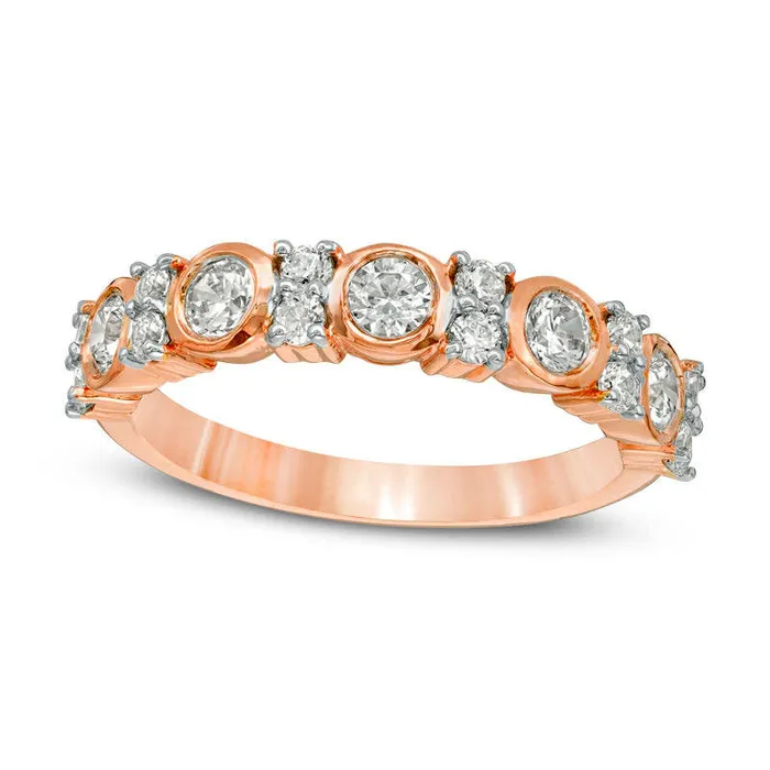 Rings Goldia 075 CT TW Natural Diamond Alternating Anniversary Band in Solid 10K Rose Gold Rings Goldia 075 CT TW Natural Diamond Alternating Anniversary Band in Solid 10K Rose Gold