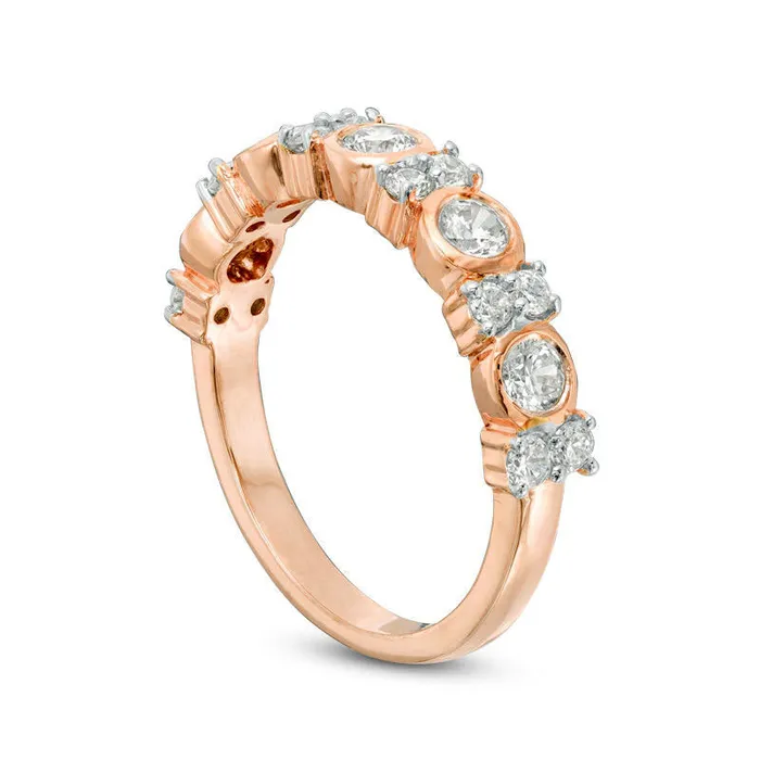 Rings Goldia 075 CT TW Natural Diamond Alternating Anniversary Band in Solid 10K Rose Gold Rings Goldia 075 CT TW Natural Diamond Alternating Anniversary Band in Solid 10K Rose Gold